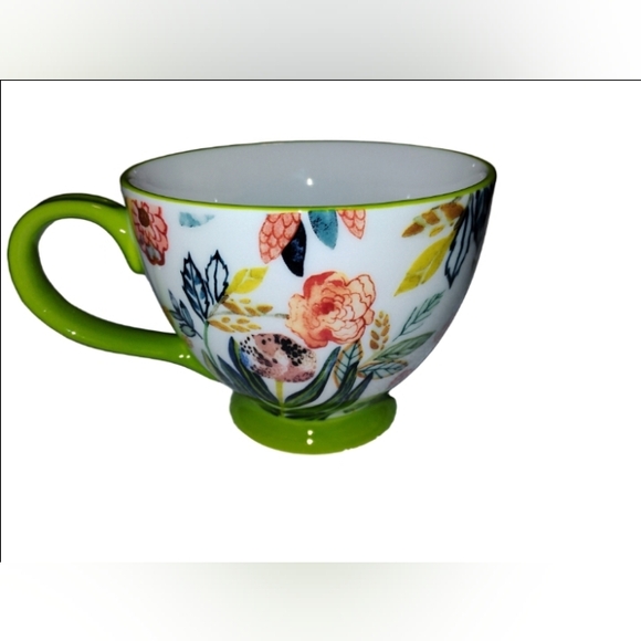 Potter's Studio Coffee Pedestal Mug Colorful Botanical Design Floral . Set 2 - Picture 4 of 8